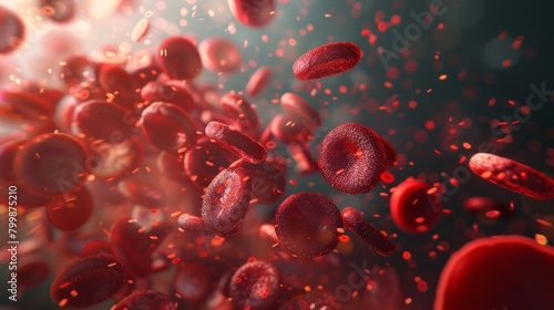 Human red blood cell  3D rendering. Concept for medical health care. Blood cells with cut paths