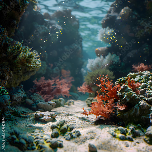 realistic  underwater  coral reef  dynamic lighting Ai generative 