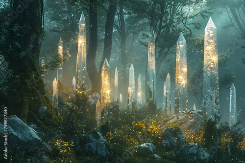 In a crystal forest, whispering winds carry ancient secrets.