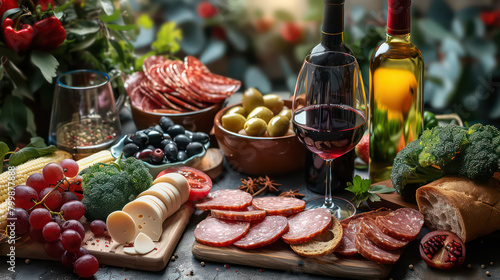 still life with food and wine with link provided