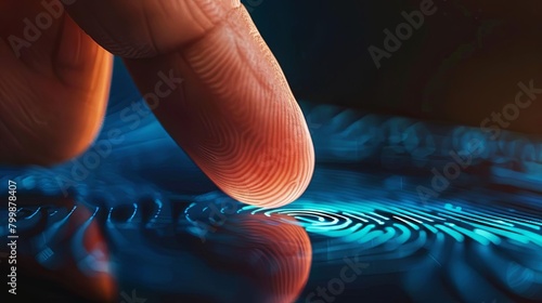 Biometric Unlock A closeup of a finger touching a smartphone s fingerprint sensor