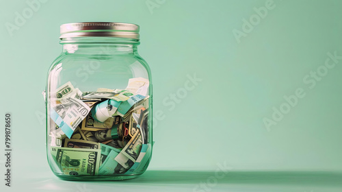 Emergency Fund Jar  A jar labeled Emergency Fund filled with various currencies, symbolizing the concept of saving for unexpected expenses