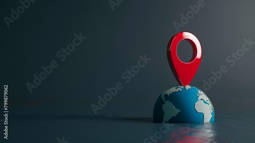Minimalist 3D icon of a digital map pin on Earth, representing local initiatives on a global scale
