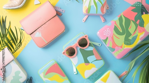 Pocketsized breeze companion with bold, pastel color blocks and natureinspired patterns, made for onthego coolness photo