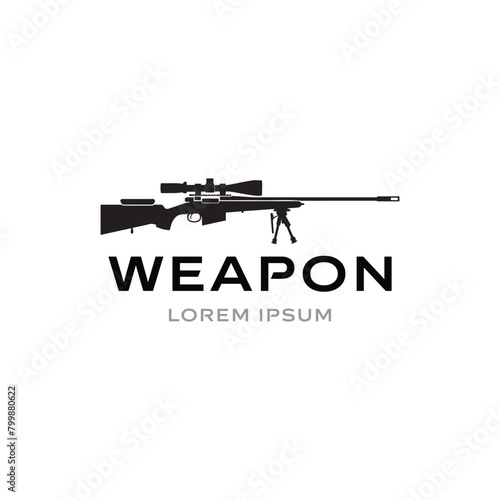 Powerful long-barreled sniper rifle logo vector for tactical branding and military design