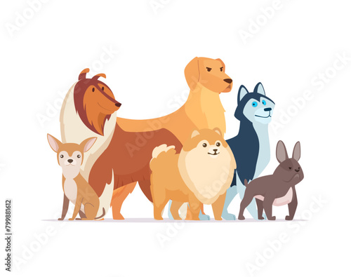 Dogs different breed of dogs domestic pets different sizes
