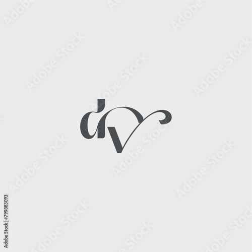 Classy black fashion DV simple and minimalism beauty monogram initial logo letter