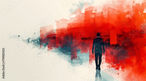 Pathways to Progress: Silhouette of a Businessman Walking Away from Traditional Success