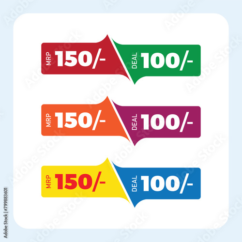 Multicolor "Maximum Retail Price" 
 "MRP" treandy tag design, Sticker, Label, Offer Price, Deal Price. 