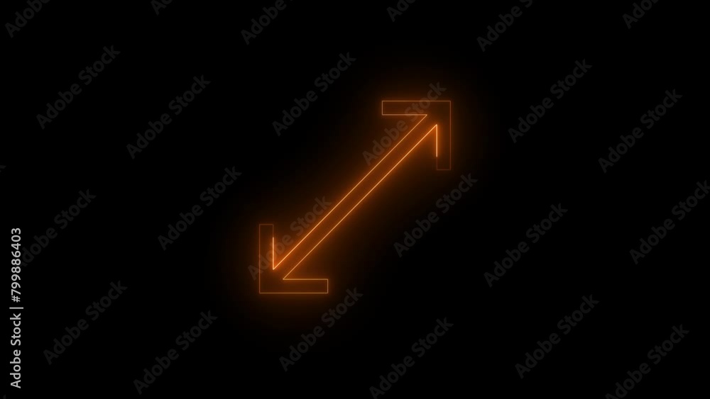 Neon glowing brown color full screen arrow icon on black background animation Neon glowing brown color full screen arrow icon on black background animation