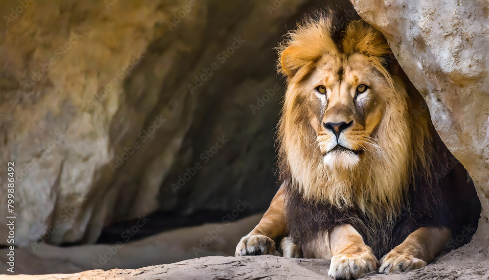 Obraz premium Lion and cave