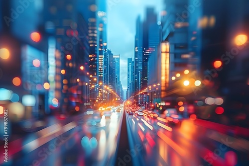 Vibrant Cityscape Showcasing Dynamic Motion and Blurred Lights for Modern Urban Concepts