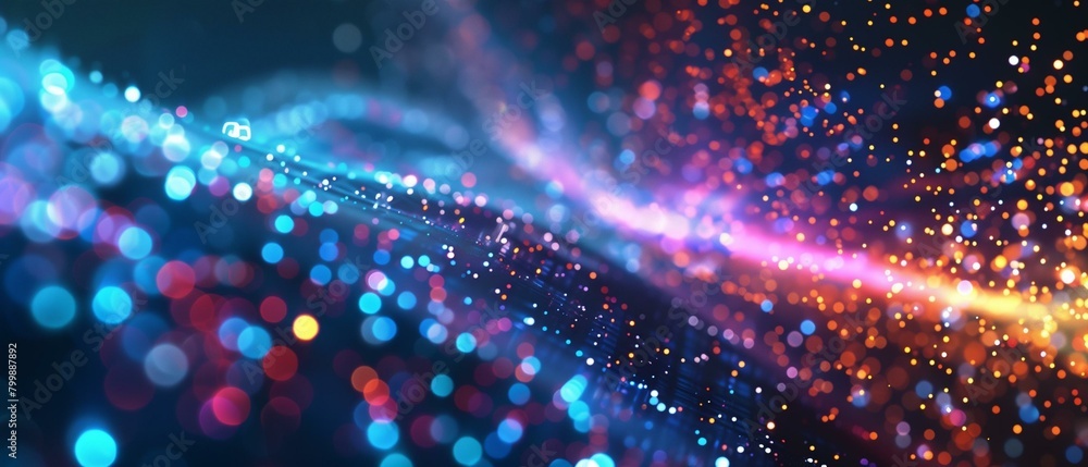 Abstract Technology Background with Colorful Bokeh Light Particles. Abstract Technology Background with Colorful Bokeh Light Particles.