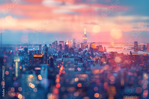 Captivating Cityscape Symphony:Vibrant Blurred Background of Urban Chaos and Beauty
