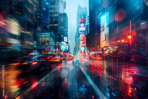 Vibrant Blurred Cityscape with Chaos and Beauty in the Urban Nightscape