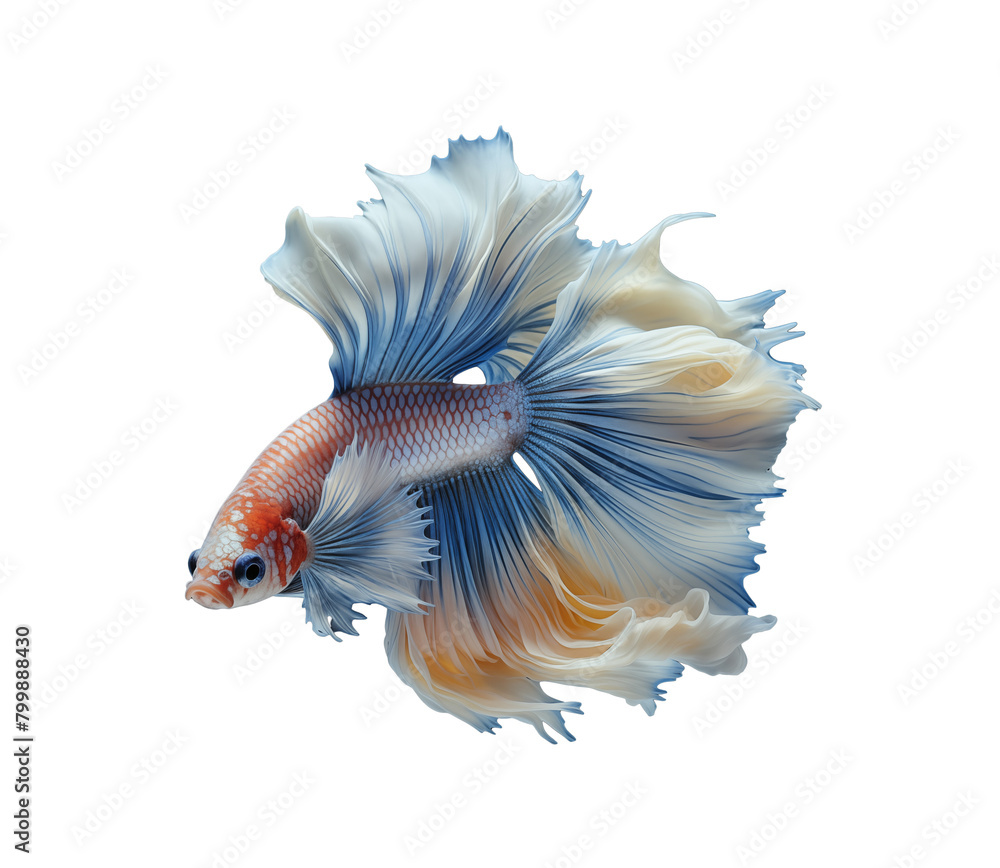 Fototapeta premium Betta fish swimming with beautiful tail, isolated on transparent background. Generative AI