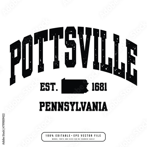 Pottsville text effect vector. Editable college t-shirt design printable text effect vector photo