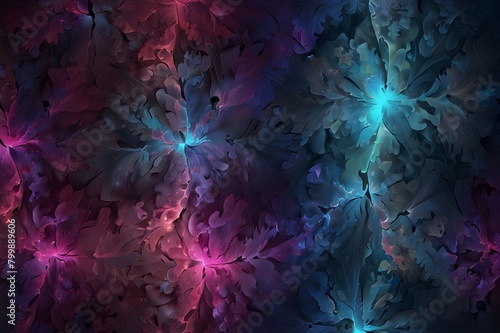 Crinkle Cut Pulse in Blue Pink and Violet / A digital abstract fractal image with an optically challenging psychedelic design in blue, pink and violet Generative AI  photo