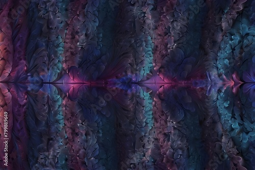 Crinkle Cut Pulse in Blue Pink and Violet / A digital abstract fractal image with an optically challenging psychedelic design in blue, pink and violet Generative AI  photo