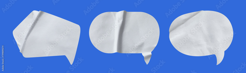 Bubble speech shape in white paper texture. Set of balloon text isolated for retro comic and design element. Bubble speech shape in white paper texture. Set of balloon text isolated for retro comic and design element.