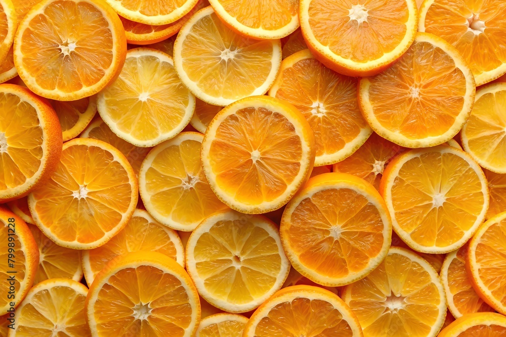 Fototapeta premium background of sliced oranges. view from above