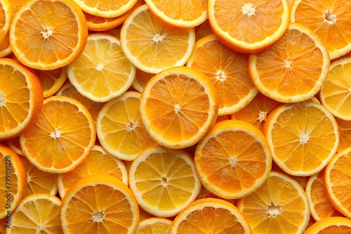 background of sliced oranges. view from above