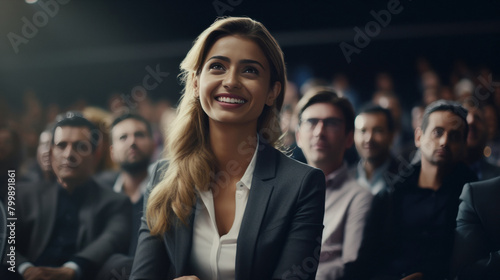 Young businesswoman attending in business seminar
