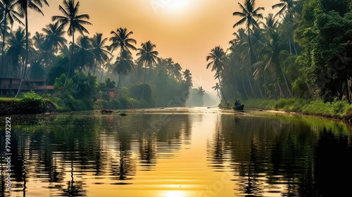 A beautiful scenery of kerala backwaters photo