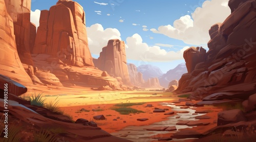 Sunny Desert Canyon Panorama