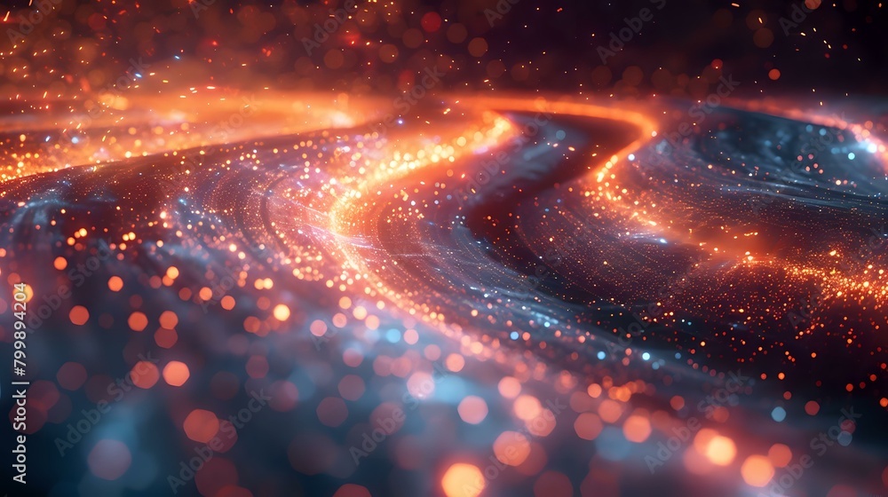 Cybernetic Vision: Abstract Futuristic Landscape in Cool and Warm Shades Cybernetic Vision: Abstract Futuristic Landscape in Cool and Warm Shades