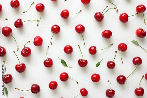 Ripe cherries, isolated on white, perfect for summer concepts.