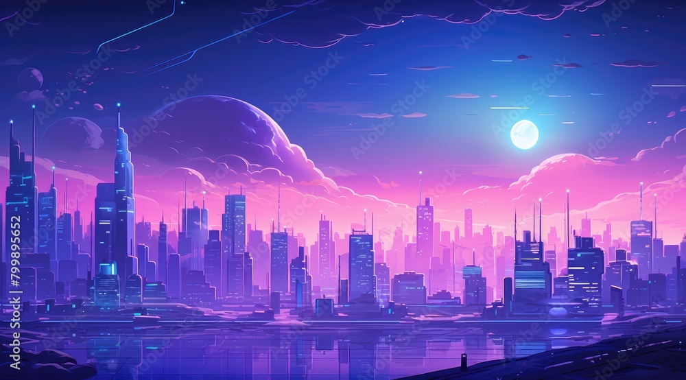 Twilight Serenity in Futuristic Metropolis