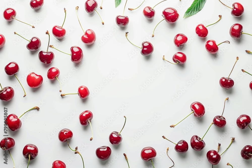 Ripe cherries, isolated on white, perfect for summer concepts. Ripe cherries, isolated on white, perfect for summer concepts.