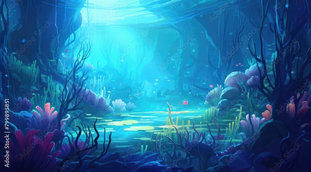 Mystical Coral Garden. Enchanted Forest Pathway Mystical Coral Garden. Enchanted Forest Pathway