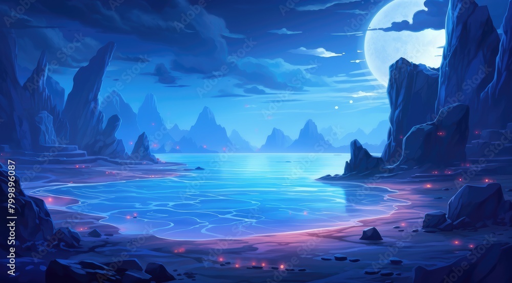 Serene Sunset Seascape with Rugged Coastline Serene Sunset Seascape with Rugged Coastline