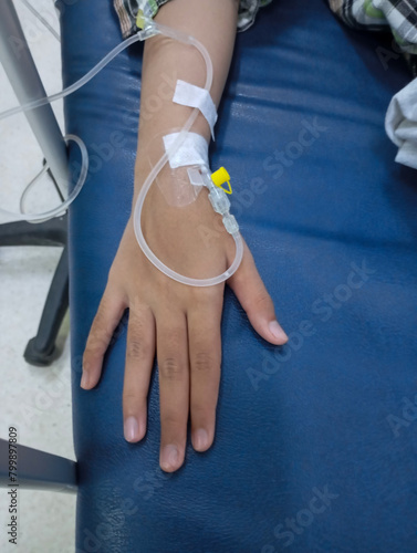 infusion in the hands of people who are sick