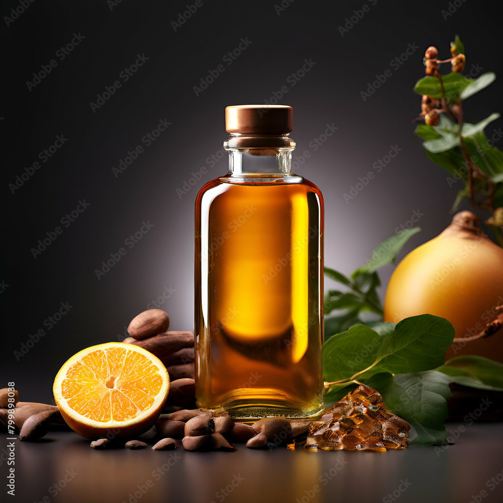amber glass bottle mockup containing premium organic oil beauty care produce background,generate ai amber glass bottle mockup containing premium organic oil beauty care produce background,generate ai