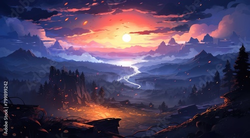 Sunset Vista Over Mystical Valley