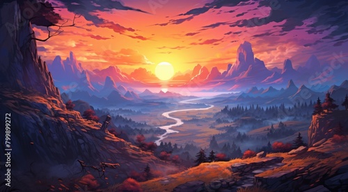 Sunset Vista Over Mystical Valley