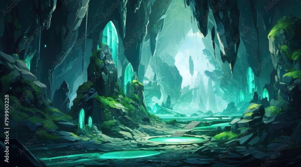 Obraz premium Ethereal Crystal Cave Reflections