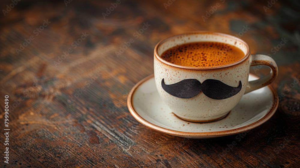 Ceramic Mug with Mustache Design on a Saucer
Ceramic Mug with Mustache Design on a Saucer