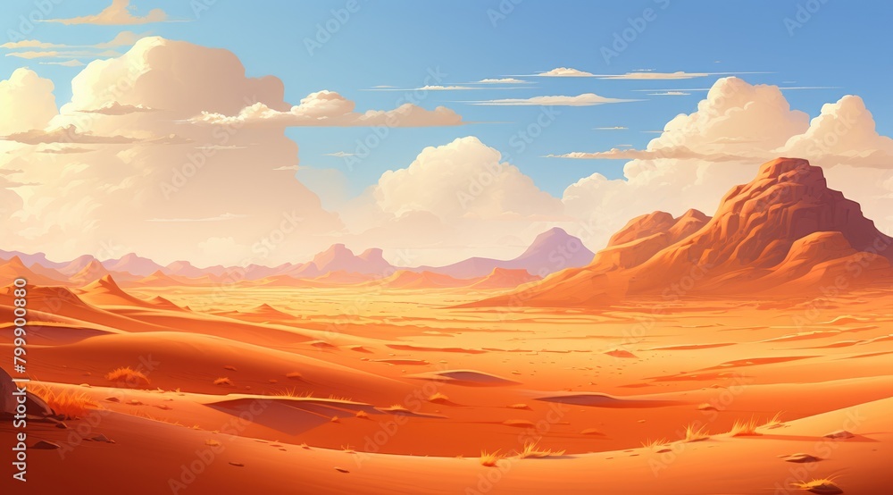 Naklejka premium Golden Desert Dunes Under Blue Sky
