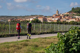 peregrinos realizando el camino de Santiago, Navarrete, La Rioja, Spain