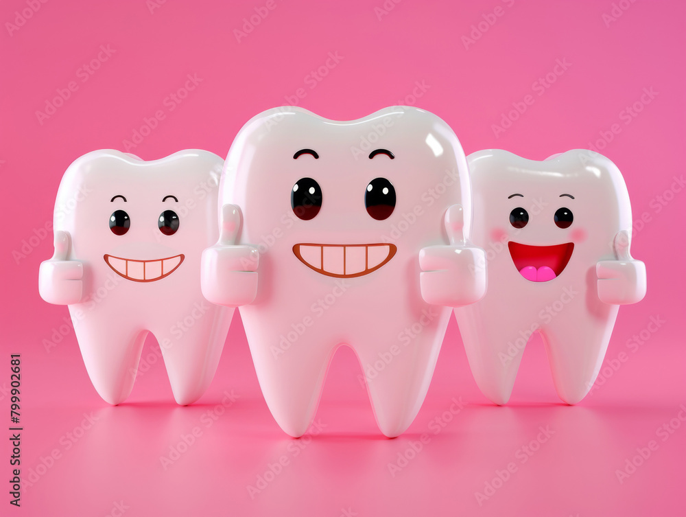 3d realistic happy white tooth. tooth cartoon characters whith thumbs up on bright background. cleaning and whitening teeth concept -ai 3d realistic happy white tooth. tooth cartoon characters whith thumbs up on bright background. cleaning and whitening teeth concept -ai
