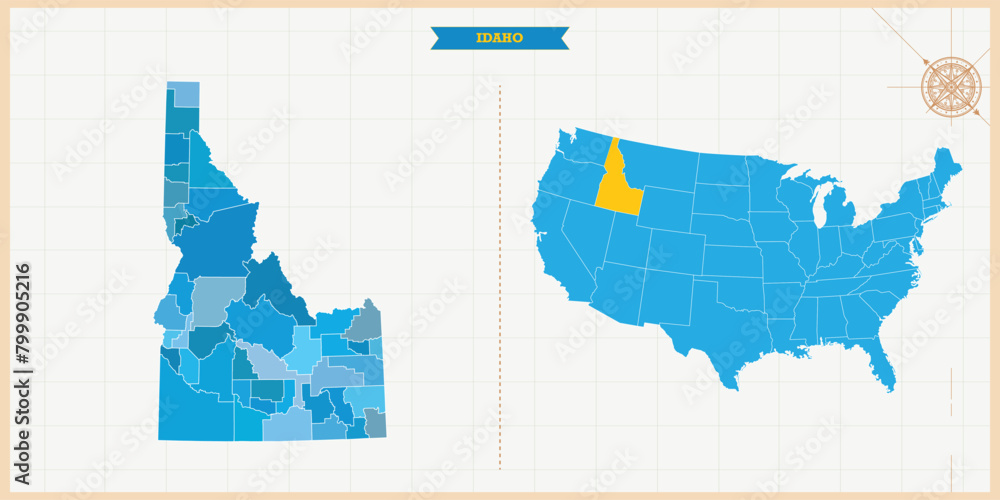 A Map Idaho In The USA Map Idaho And USA Modern Map With 1000 F 799905216 