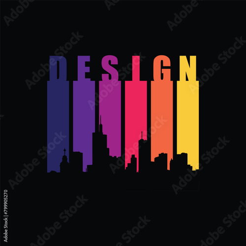 creative t-shirt design, silhouette of city