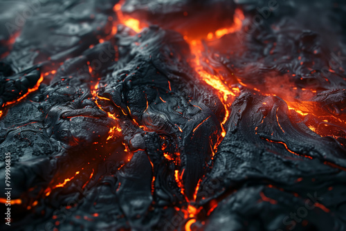 Intense close-up of red-hot lava flow, catastrophe, apocalypse, hell, inferno concept