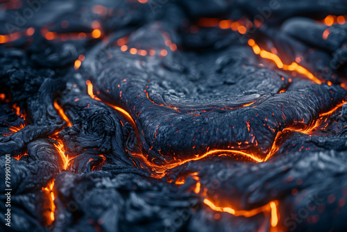 Intense close up of molten lava during volcano eruption, catastrophe, natural power concept