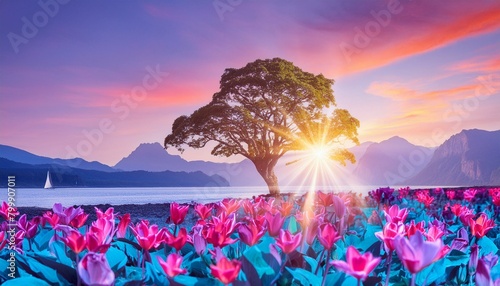 Illuminate the majesty of the tulip tree in a digital masterpiece."