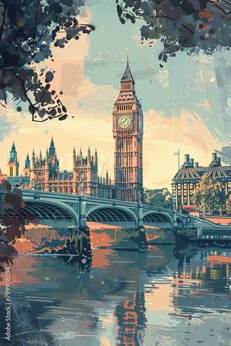 captivating view of London's iconic Big Ben and the Houses of Parliament during the enchanting season of autumn